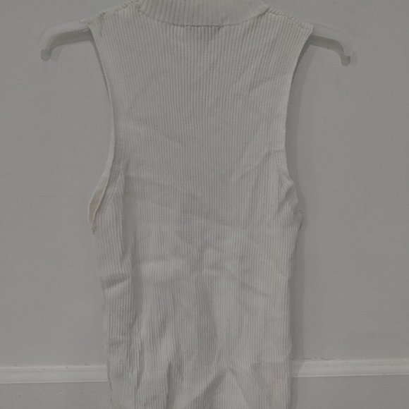 SOILED Dex Clothing Women's Ribbed Knit Tank Top White Size L $60 2A043 - Picture 2 of 5